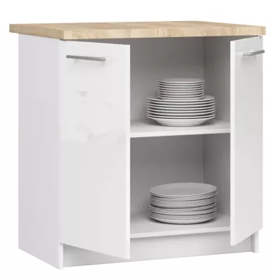 Unterschrank 80 cm VERMINA - weiß / weiß glänzend