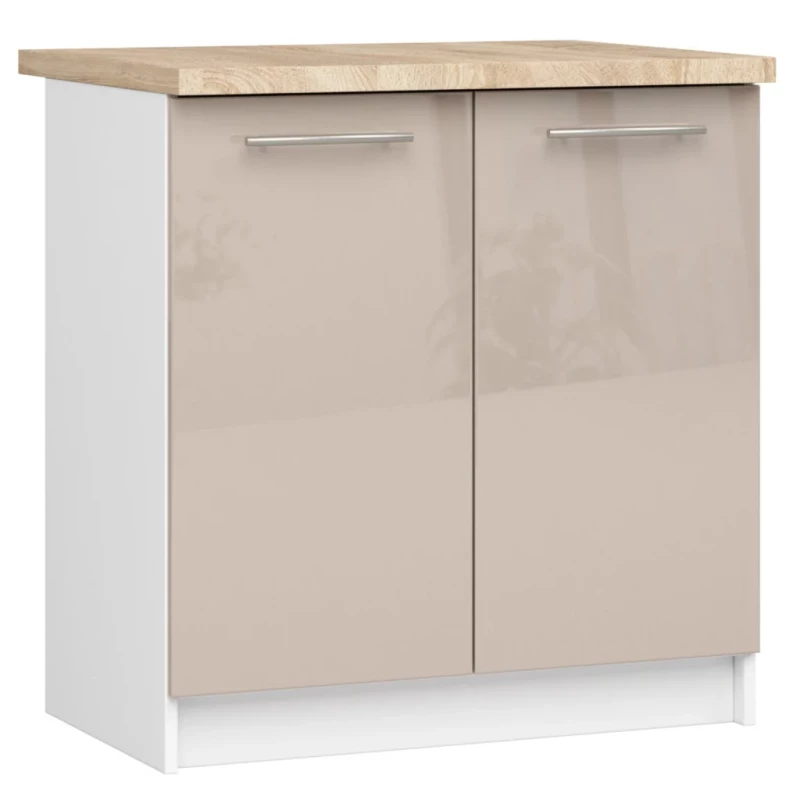 Unterschrank 80 cm VERMINA - weiß / cappuccino glänzend