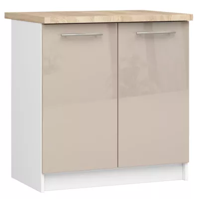 Unterschrank 80 cm VERMINA - weiß / cappuccino glänzend