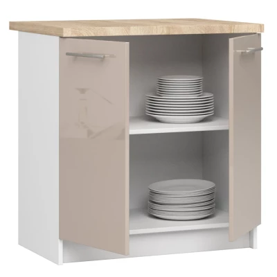 Unterschrank 80 cm VERMINA - weiß / cappuccino glänzend