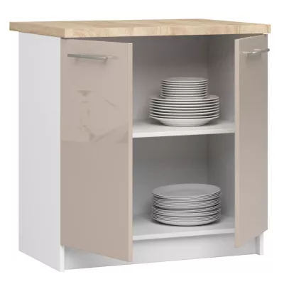 Unterschrank 80 cm VERMINA - weiß / cappuccino glänzend
