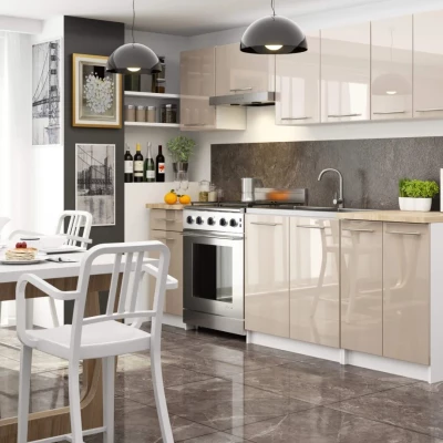 Unterschrank 80 cm VERMINA - weiß / cappuccino glänzend