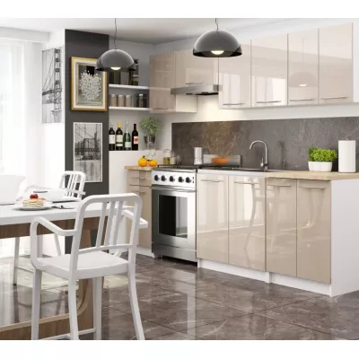 Unterschrank 80 cm VERMINA - weiß / cappuccino glänzend