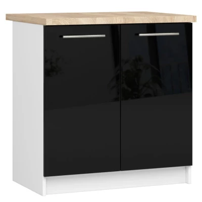 Unterschrank 80 cm VERMINA – weiß/schwarz glänzend