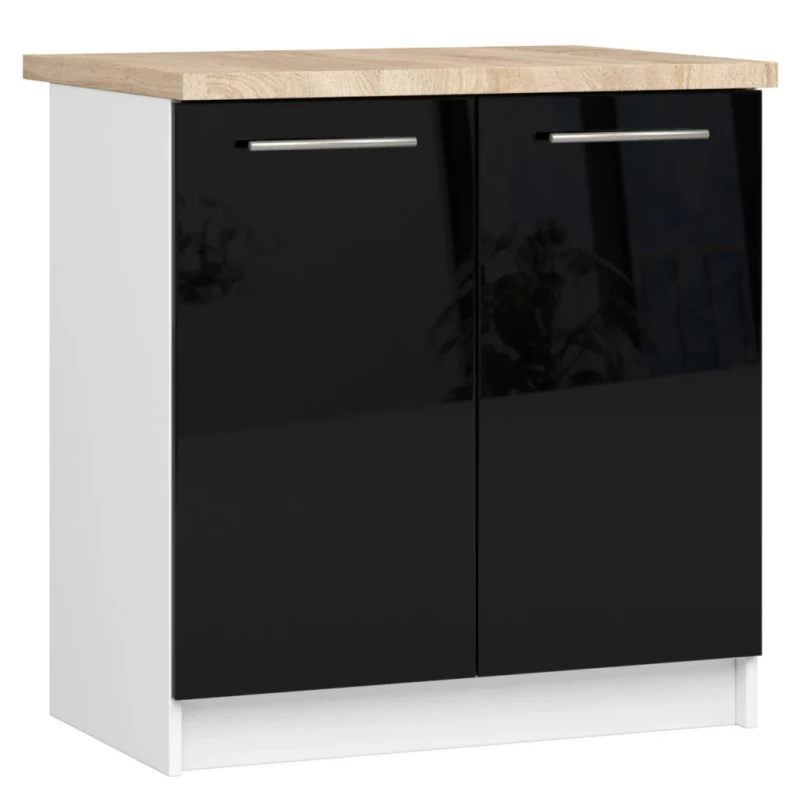 Unterschrank 80 cm VERMINA – weiß/schwarz glänzend