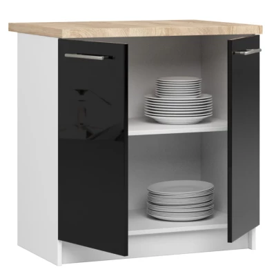 Unterschrank 80 cm VERMINA – weiß/schwarz glänzend