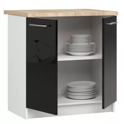 Unterschrank 80 cm VERMINA – weiß/schwarz glänzend