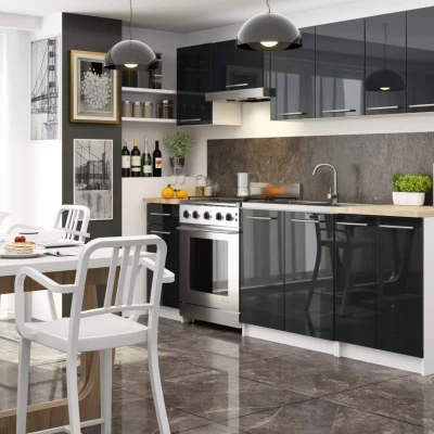 Unterschrank 80 cm VERMINA – weiß/schwarz glänzend