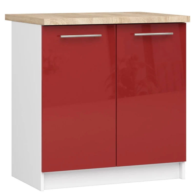 Unterschrank 80 cm VERMINA – weiß/rot glänzend
