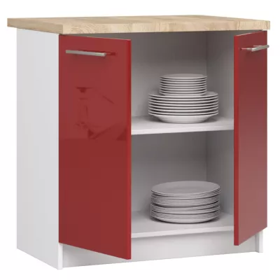 Unterschrank 80 cm VERMINA – weiß/rot glänzend