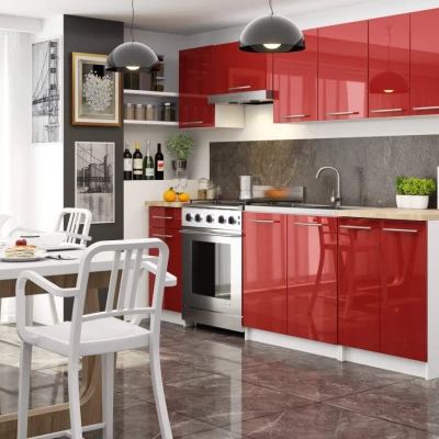 Unterschrank 80 cm VERMINA – weiß/rot glänzend