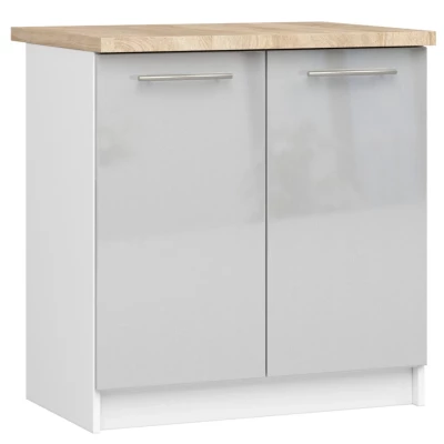 Unterschrank 80 cm VERMINA – weiß/hellgrau glänzend
