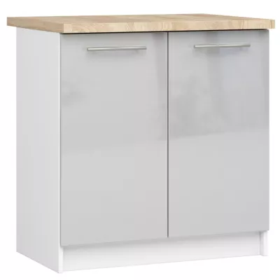 Unterschrank 80 cm VERMINA – weiß/hellgrau glänzend