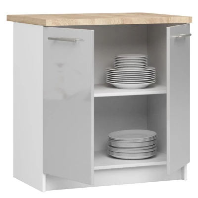 Unterschrank 80 cm VERMINA – weiß/hellgrau glänzend