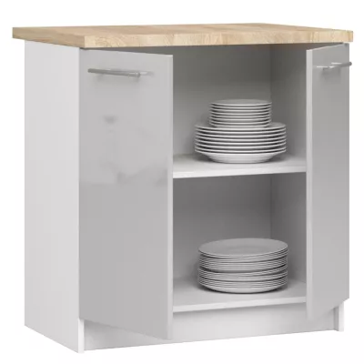 Unterschrank 80 cm VERMINA – weiß/hellgrau glänzend