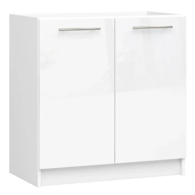 Spülenunterschrank 80 cm VERMINA - weiß / weiß glänzend