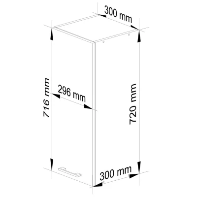 Küchenoberschrank 30 cm VERMINA - weiß/grau