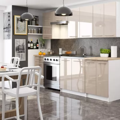Oberschrank 40 cm VERMINA - Weiß/Cappuccino glänzend