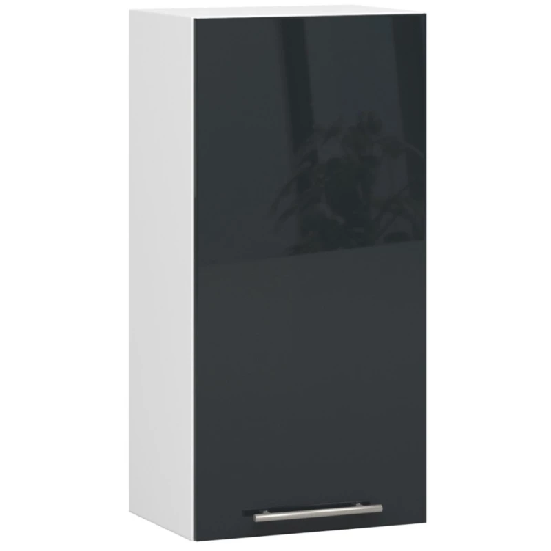 Oberschrank 40 cm VERMINA – Weiß/Dunkelgrau glänzend