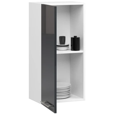 Oberschrank 40 cm VERMINA – Weiß/Dunkelgrau glänzend