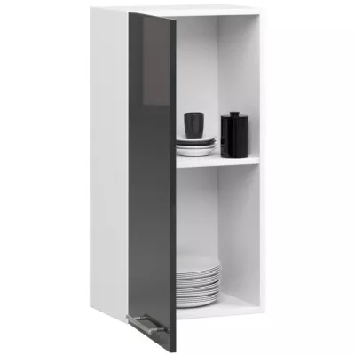 Oberschrank 40 cm VERMINA – Weiß/Dunkelgrau glänzend