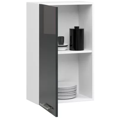 Küchenoberschrank 50 cm VERMINA – Weiß/Dunkelgrau glänzend