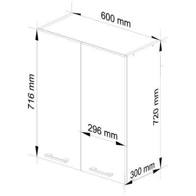 Oberschrank 60 cm VERMINA – weiß/schwarz glänzend