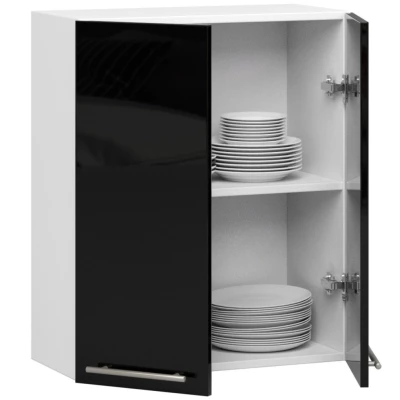 Oberschrank 60 cm VERMINA – weiß/schwarz glänzend