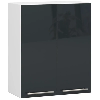 Oberschrank 60 cm VERMINA – Weiß/Dunkelgrau glänzend