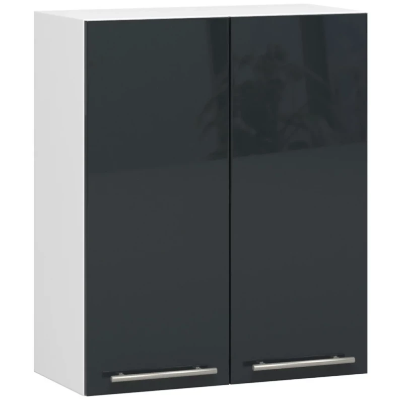 Oberschrank 60 cm VERMINA – Weiß/Dunkelgrau glänzend