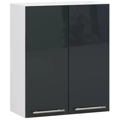 Oberschrank 60 cm VERMINA – Weiß/Dunkelgrau glänzend