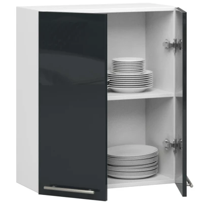Oberschrank 60 cm VERMINA – Weiß/Dunkelgrau glänzend