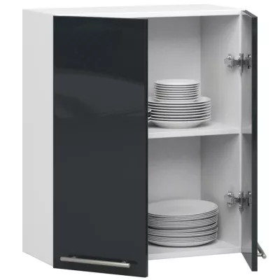Oberschrank 60 cm VERMINA – Weiß/Dunkelgrau glänzend