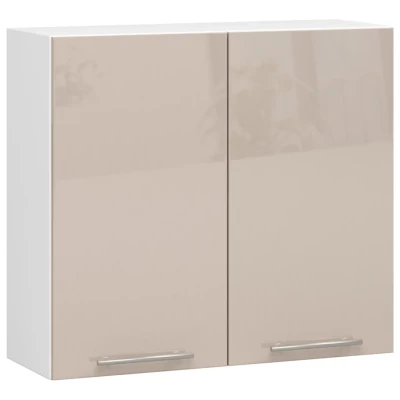 Oberschrank 80 cm VERMINA - Weiß/Cappuccino glänzend