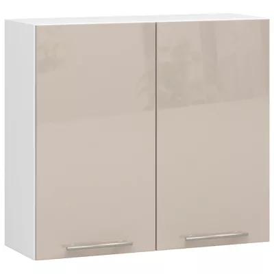 Oberschrank 80 cm VERMINA - Weiß/Cappuccino glänzend