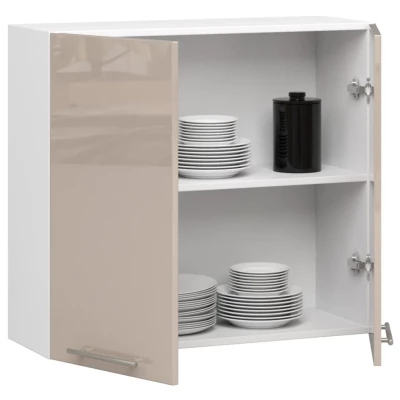 Oberschrank 80 cm VERMINA - Weiß/Cappuccino glänzend