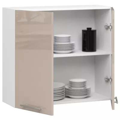 Oberschrank 80 cm VERMINA - Weiß/Cappuccino glänzend