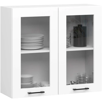 Oberschrank aus Glas, 80 cm, Vermina - Weiß