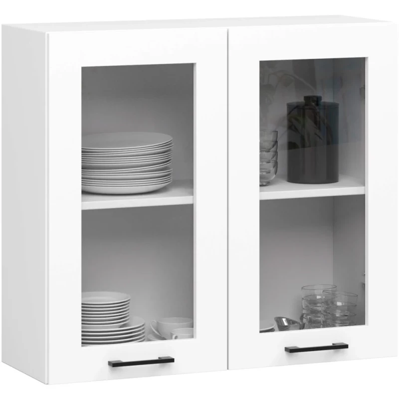 Oberschrank aus Glas, 80 cm, Vermina - Weiß