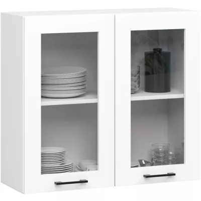 Oberschrank aus Glas, 80 cm, Vermina - Weiß