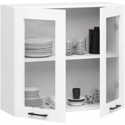 Oberschrank aus Glas, 80 cm, Vermina - Weiß