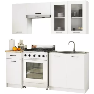 Oberschrank aus Glas, 80 cm, Vermina - Weiß