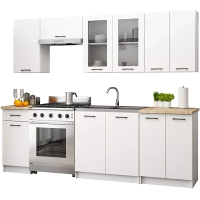 Oberschrank aus Glas, 80 cm, Vermina - Weiß