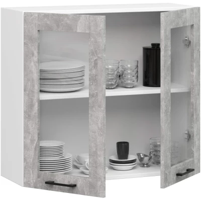 Oberschrank aus Glas, 80 cm, VERMINA - weiß/Beton