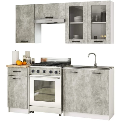 Oberschrank aus Glas, 80 cm, VERMINA - weiß/Beton
