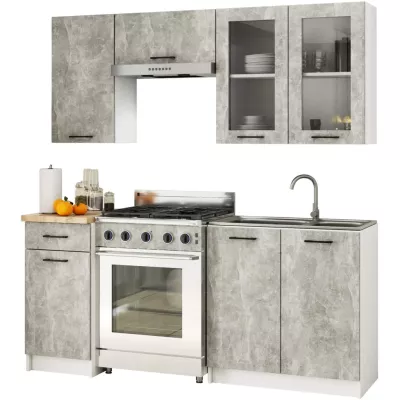 Oberschrank aus Glas, 80 cm, VERMINA - weiß/Beton
