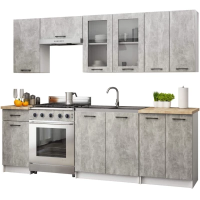 Oberschrank aus Glas, 80 cm, VERMINA - weiß/Beton