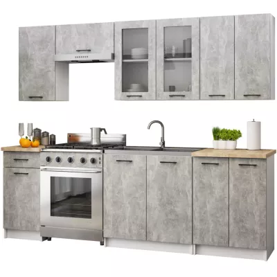 Oberschrank aus Glas, 80 cm, VERMINA - weiß/Beton