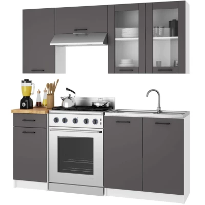 Oberschrank aus Glas, 80 cm, Vermina – weiß/grau