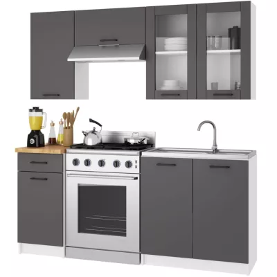 Oberschrank aus Glas, 80 cm, Vermina – weiß/grau